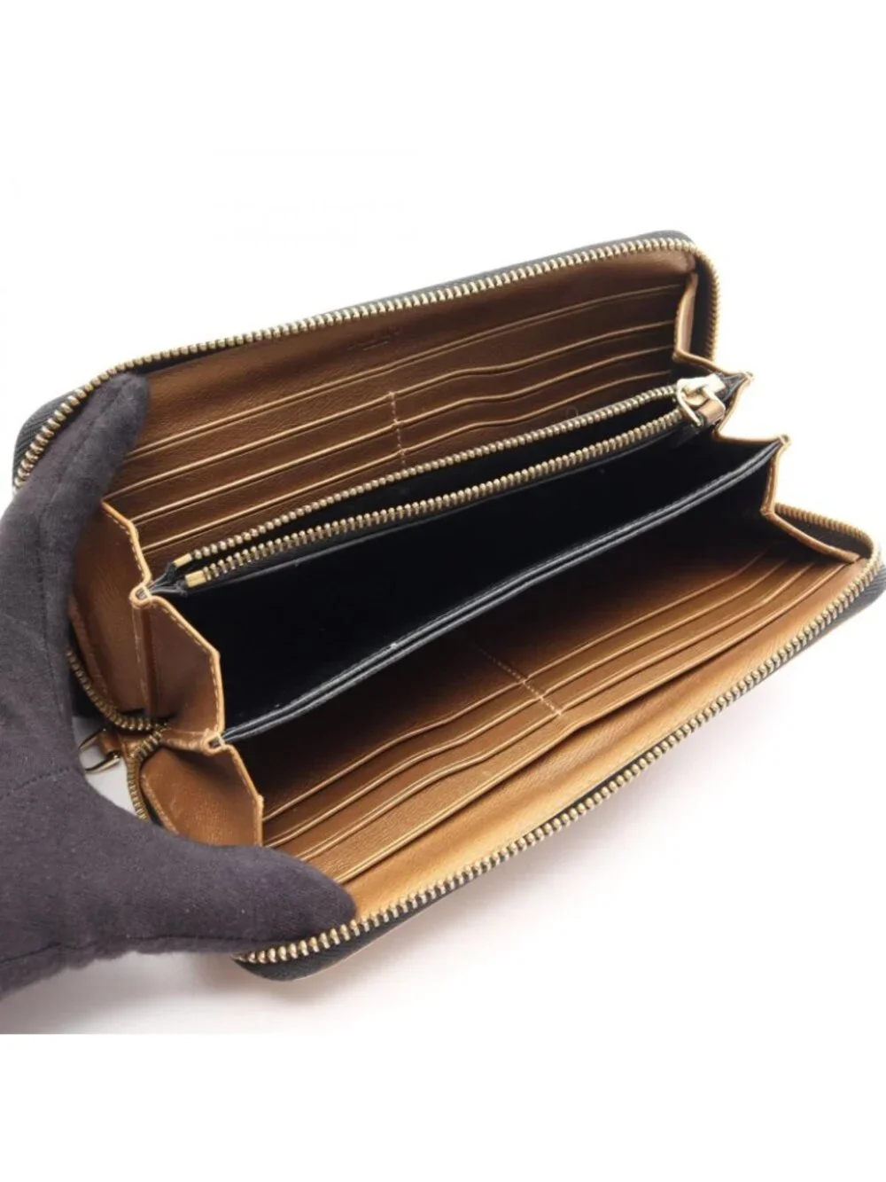 Loewe Round Length Wallet Brown Leather